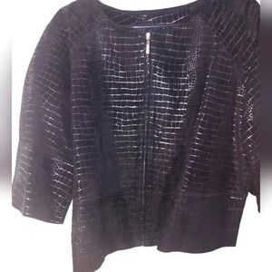 NWT Spiegel Alligator Croc Pattern Print 3/4 Sleeve Leather Suede Jacket